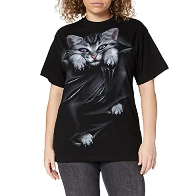 Abbildung von Spiral Bright Eyes Front Print T Shirt Schwarz L