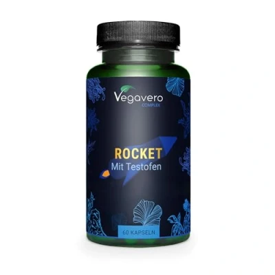 Abbildung von ROCKET für aktive Männer Natürliche Alternative zur blauen Pille Mit Testofen®, Black Maca, Ginkgo, KSM 66®, L Arginin Vegan &amp; Ohne Zusatzstoffe 60 Kapseln Vegavero®