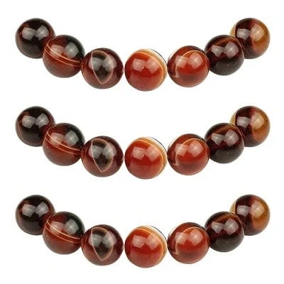 Abbildung von MJDCB Perlen zum Auffädeln 8mm 45 stück Karamell Gestreifter Achat Halbedelsteine mit Loch Natürliche Lose Runde Steinperlen für Herstellung Schmuck Armbänder Halsketten