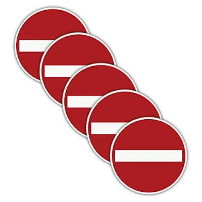 Abbildung von 5 Stück XXL Einbahnstraße/Durchgang verboten kein Eingang Aufkleber Ø 21cm Sticker Gebotszeichen mit UV Schutz für Außen und Innenbereich von STROBO