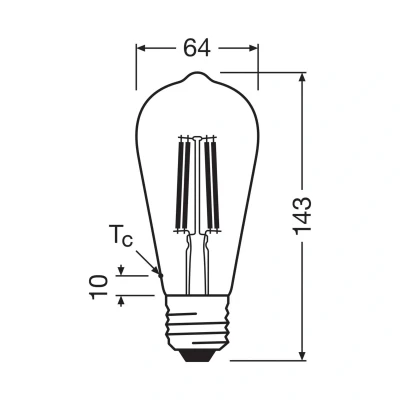 Abbildung von OSRAM LED Leuchtmittel Edison E27 5W Filament 2.700K