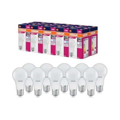 Abbildung von OSRAM LED Star Value Classic A60 Lampe für E27 Sockel, Birnenform, FR, 806 Lumen, kaltweiß (4000K), Ersatz herkömmliche 60W Glühbirnen, nicht dimmbar, 10er Pack