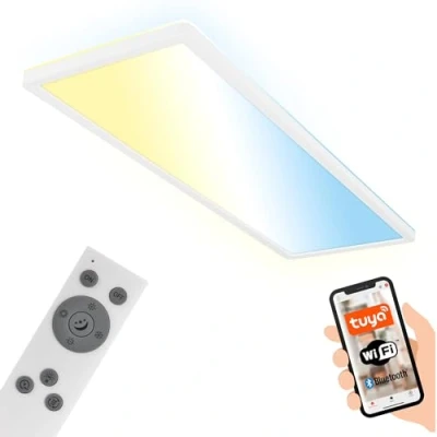 Abbildung von BRILONER LED Deckenlampe flach Smart Home, App Sprachsteuerung, dimmbar, CCT, Lampe, Deckenleuchte, Wohnzimmerlampe, Panel, Küchenlampe, Schlafzimmerlampe, 58x20x3 cm, Weiß