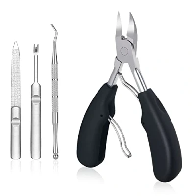 Abbildung von URAQT Fußnagel Nagelzange, Metall Knipser für Starke Fußnägel und Fingernägel, Nagelschere Dicke Nägel, Weicher Griff