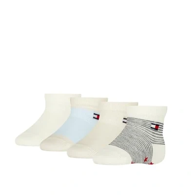 Abbildung von Tommy Hilfiger BABY SOCK Breton ABS Unisex 4 PACK Socken für Kinder, Größe: 15 18, White/blue