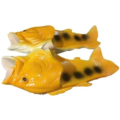 Abbildung von Fisch Hausschuhe Sommer Strand Damenschuhe Herren weiche kreative Dusche rutschfeste lustige Tier Sandalen Freizeit（Orange,32/33 EU