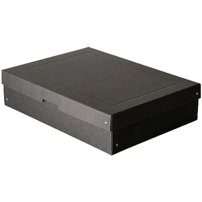 Abbildung von Original Falken PureBox Black. Made in Germany. 100 mm hoch DIN A3. Aufbewahrungsbox mit Deckel aus stabilem Recycling Karton Blauer Engel Vegan Geschenkbox Transportbox Schachtel Allzweckbox