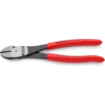 Abbildung von Knipex Kraft Seitenschneider schwarz atramentiert, mit Kunststoff überzogen 200 mm (SB Karte/Blister) 74 01 SB