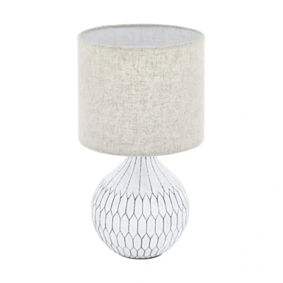 Abbildung von EGLO Tischlampe Bellariva 3, Textil Nachttischlampe aus Keramik mit Boho Muster und einem Lampenschirm Stoff in hellbraun, Tischleuchte Schalter, Lampe Wohnzimmer Schlafzimmer, E27