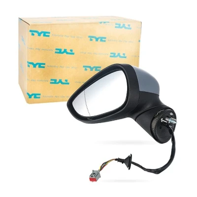 Abbildung von Außenspiegel Tyc 310 0130 links grundiert für elektr.Spiegelverstellung, asphärisch, beheizbar FORD: FIESTA 6