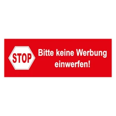 Abbildung von 5er Aufkleber Set Stop Bitte keine Werbung einwerfen! I 9 x 3 cm Gegen Reklame im Briefkasten in rot wetterfest hin_018