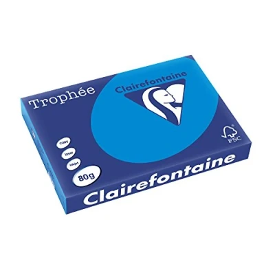 Abbildung von Clairefontaine 1886C Ries Druckerpapier / Kopierpapier Trophee, intensive Farben, DIN A3, 80g, 500 Blatt, Karibikblau, 1