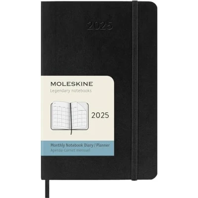 Abbildung von Moleskine Monthly Planner, 12 Monate Monatsplaner 2025, Weicher Einband und Elastischer Verschluss, Farbe Schwarz, TaschenFormat 9x14 cm