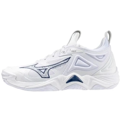 Abbildung von Mizuno Damen Wave Momentum 3 Women&#039;s Shoe Volleyball Schuh, Weiß, Marineblau, 40.5 EU