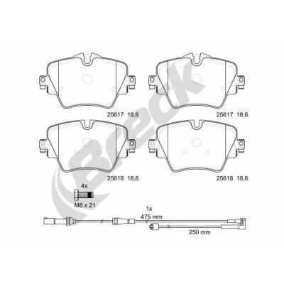 Abbildung von BRECK 25617 00 701 Bremsbelagsatz BMW: X1, 2 Gran Tourer, Active MINI: Hatchback, Countryman, Convertible
