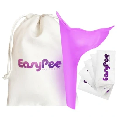 Abbildung von EasyPee Frauenurinal für unterwegs: Das Original Urinal Frauen Urinella Stehpinkler mit Fairtrade Bio Beutel (Pinkelhilfe)