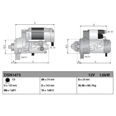 Abbildung von DENSO DSN1473 Anlasser 12 1,6 13
