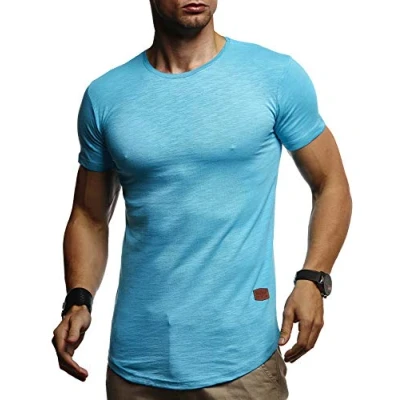 Abbildung von Leif Nelson Herren T Shirt Sommer Rundhals Ausschnitt (Türkis, Größe XL), Regular Fit 100% Baumwolle, Basic Männer Kurzarm