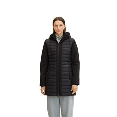 Abbildung von TOM TAILOR Damen Lange Softshell Steppjacke 1031320, 14482 Deep Black, XL