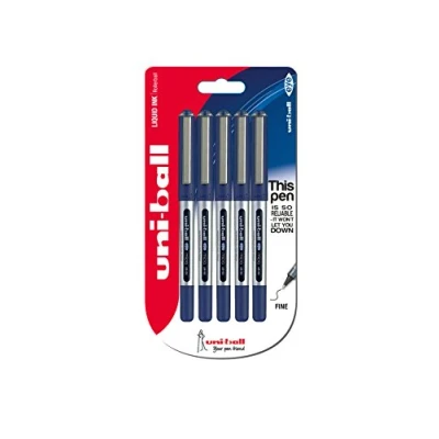Abbildung von Uni ball 153544670 UB 150ye Micro Kugelschreiber, Super Tinte, 0.5 mm Spitze, 5 Stück blau
