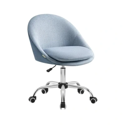 Abbildung von SONGMICS Homeoffice Stuhl, Schminkstuhl aus Baumwoll Leinen Mischgewebe, Schreibtischstuhl, Schaumstoffpolsterung, höhenverstellbar, für Arbeitszimmer, Schlafzimmer, blassblau OBG020Q01