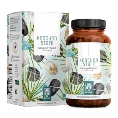 Abbildung von NATURTREU® Calcium hochdosiert mit Vitamin C vegan 120 Kalzium Kapseln 800mg hochdosiertes pro Tagesdosis Ohne Zusatzstoffe