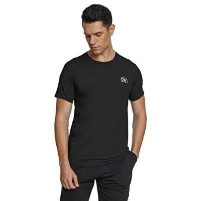 Abbildung von MEETWEE Sportshirt Herren, Laufshirt Kurzarm Mesh Funktionsshirt Atmungsaktiv Kurzarmshirt Sports Shirt Trainingsshirt für Männer, Schwarz+grau+weiß, S