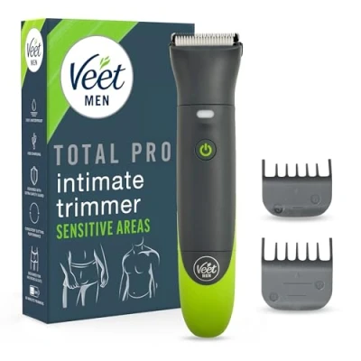 Abbildung von Veet Men Intimate Trimmer Intimrasierer für Männer Intim und Körperrasierer Intimbereich, Gesicht, Achseln &amp; Oberkörper Wasserfester Herren Haartrimmer Rasierer