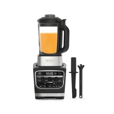 Abbildung von Ninja Foodi Mixer &amp; Suppenbereiter, 10 Auto iQ Programme, 1,7L Glaskrug, heißer kalter Mixer, integriertes Heizelement, Stampfer, Reinigungsprogramm Bürste, 1000W, Schwarz HB150EU