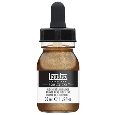 Abbildung von Liquitex 4260229 flüssige Professional Acrylfarben Ink, Tusche, 30 ml,hochpigmentierte Airbrushfarbe, Irisierende Satte Bronze
