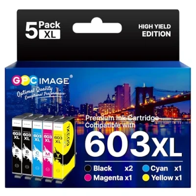 Abbildung von GPC IMAGE 603XL Druckerpatronen Ersatz für Epson 603 XL Expression Home XP 3100 4100 2100 2105 3105 4105 Workforce WF 2830 2810 2835 2850(5 Pack)