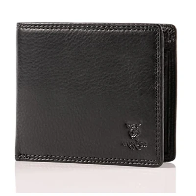 Abbildung von MATADOR Ausweismappe Leder Geldbörse Herren Groß XXL 2 Große Sichtfenster Männer Portmonee mit RFID Schutz Wallets for Men Geldbeutel Geschenk Box Nappa Schwarz