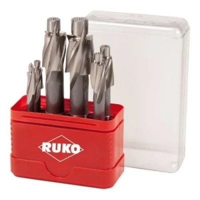 Abbildung von RUKO Flachsenker Satz DIN 373 HSS mit Zylinderschaft, Hochleistungs Werkzeug, Ideal für Stahl, Gusseisen und Leichtmetalle, 6 teilig