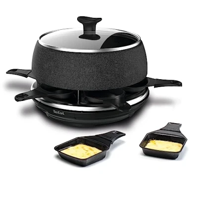 Abbildung von Tefal Raclette und Fondue Set »RE12C8 Cheese &#039;n Co«, 6 St. Raclettepfännchen, 850 W, pülmaschinengeeignet, Rezeptbuch, Stein Optik
