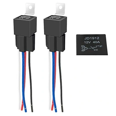 Abbildung von GTIWUNG 2Pcs 12V 40A 4 Polig Autorelais mit Steckdose, Pin SPST Auto Relais Drähte für KFZ/LKW/Motor/Fahrzeug, Umschalt Relais, Schalter
