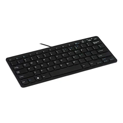 Abbildung von R Go Tools kompakte Ergonomische tastatur QWERTZ (DE) Natürliche mit flacher Oberfläche Verkabelte USB Design Leichter Tastenanschlag LED Schwarz, RGOECQZB