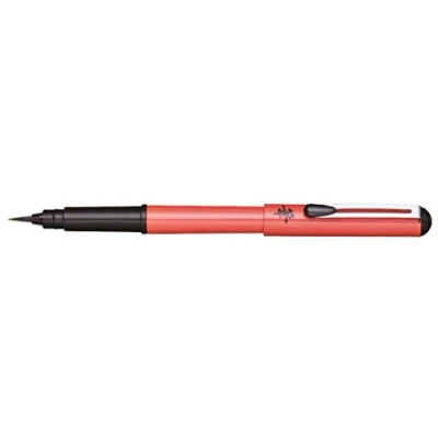 Abbildung von Pentel XGFKPF/FP10 Pocket Brush Blister Pack Pinselstift mit 2 Patronen, Gehäuse orange, Tinte schwarz