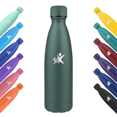 Abbildung von KollyKolla Thermosflasche 750ml, Vakuum Trinkflasche Edelstahl, Wasserflasche Auslaufsicher, BPA Frei Thermoskanne Kohlensäure Geeignet, für Sport, Schule, Yoga, Fahrrad, Camping Olivgrün