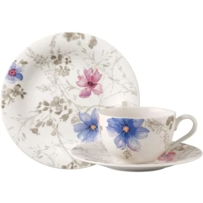 Abbildung von Villeroy &amp; Boch Mariefleur Gris Basic Kaffee Set 18 Teilig Für 6 Personen, Kaffeeservice, Tafelservice, Geschirr Set, Geschirrset Blumen, Blümchengeschirr, Schönes Blumig, Premium Porzellan