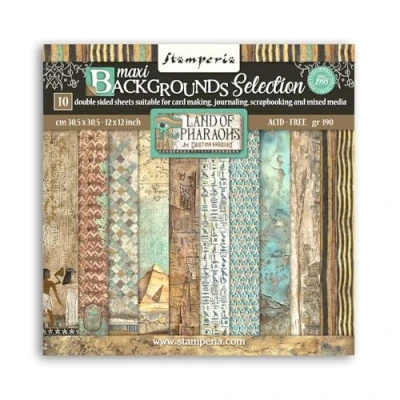 Abbildung von Stamperia Scrapbook Paper Pad for Scrapbooking, Albums, Cards, Bullet Journals, and More, Acid Free, Double Sided, Perfect Crafts Gifting (Land of Pharaohs Maxi Background) (30.5 x 30.5cm)