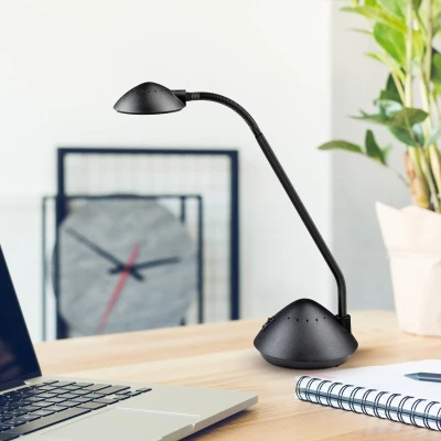 Abbildung von Maul Schreibtischlampe LED MAULarc Kleine mit Standfuß Klassische Tischlampe für Schreibtisch, Büro Flexible Lampe 3000K warmweißem Licht Schwarz