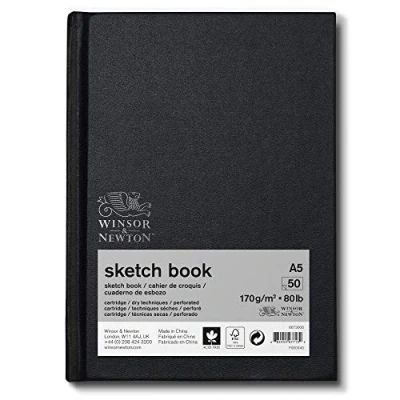 Abbildung von Winsor &amp; Newton 6673006 Skizzenbuch mit 50 Blatt Skizzenpapier, 170 g/m², Hardcover gebunden Rückenleimung, mikroperforieten Blättern A5