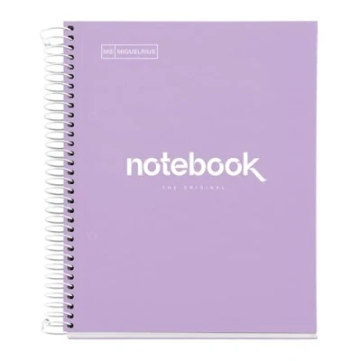 Abbildung von Miquelrius Notizbuch A5 Notebook Emotions, 120 Blatt 90 g/m², Raster 5 x mm, Farbige Streifen, Mikroperforierte Spirale, Extra fester Einband, 2 Löcher, Farbe Lavendel