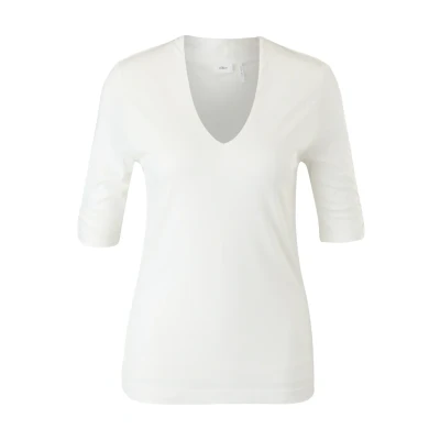 Abbildung von s.Oliver Black Label MIT Vausschnitt Tshirt basic, Damen, Größe: 38, Soft white