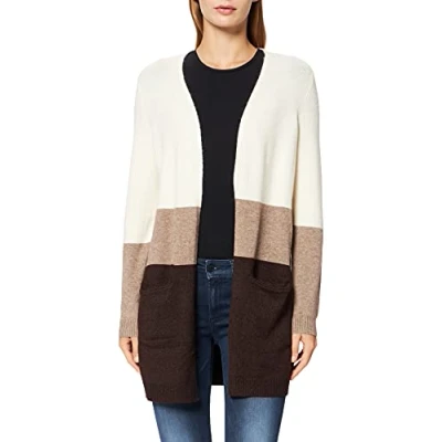 Abbildung von ONLY Onlqueen LONG Strickjacke, Damen, Größe: XS, Whitecap gray/woodsmoke melange/chic