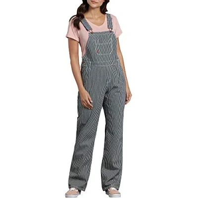 Abbildung von Dickies, Damen, Latzhose im legeren Stil mit geradem Bein, RINSED HICKORY STRIPE, XL