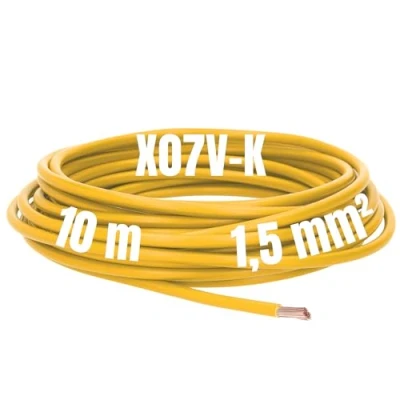 Abbildung von Kalitec 10 Meter X07V K 1,5 mm² gelb Verdrahtungsleitung I Aderleitung flexibel PVC Einzelader Litze 1,5mm2 Verdrahtung feindrätig Einzelleitung Kabel eindrähtig Schaltdraht