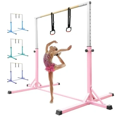 Abbildung von Reckstange Kinder Turnreck indoor outdoor,Gymnastikstange Gymnastics Bars for Kids mit 13 Höhenverstellbar, Gymnastik Reck Reckanlage Turnstangen Horizontale Training Bar