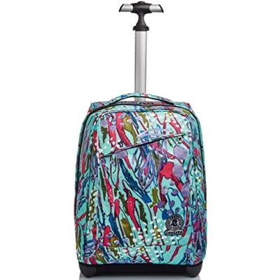 Abbildung von Invicta TROLLEY, 2 in 1, Schulranzen mit Rollen, Rucksack Trolleyfunktion für Schule, Reisen, Mädchen&amp;Jungen, türkis/mehrfarbig, ABSTRACT JUNGLE