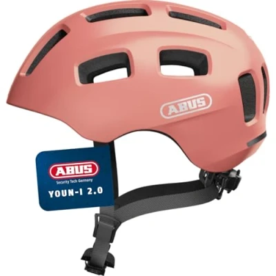 Abbildung von ABUS Fahrradhelm Youn I 2.0 mit Licht für Kinder, Jugendliche und Junge Erwachsene Mädels Jungs Roségold, Größe S, Rose Gold, S (48 54 cm)